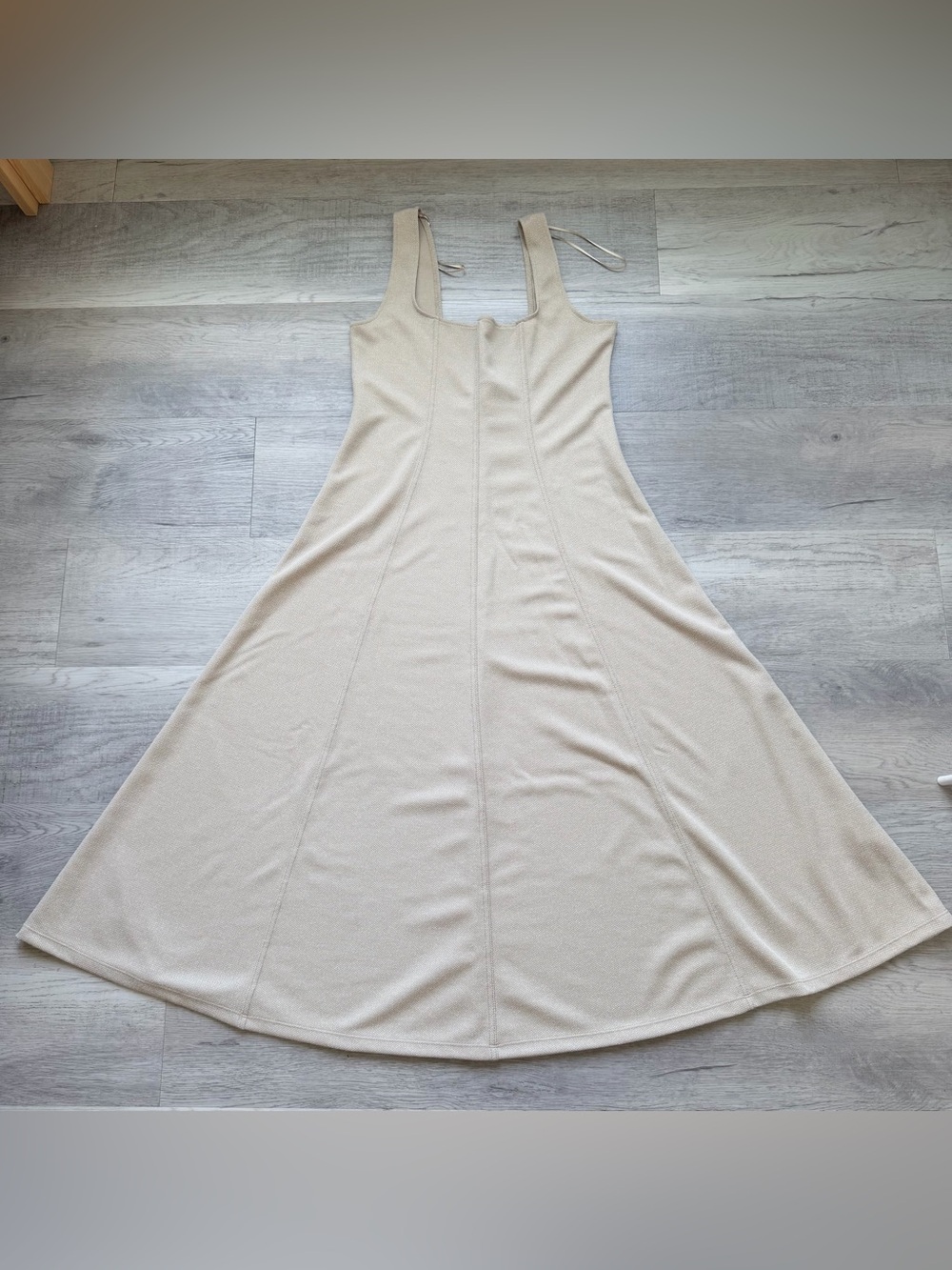 Zara Cream Sleeveless Maxi Dress with Square Neck